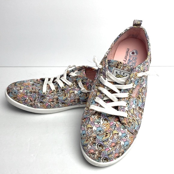Bobs From Sketcher's Women's Memory Foam Dog Print Lace Up Shoes Size 10 - Picture 6 of 11